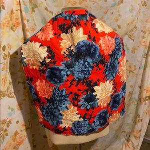 Red floral lined skirt